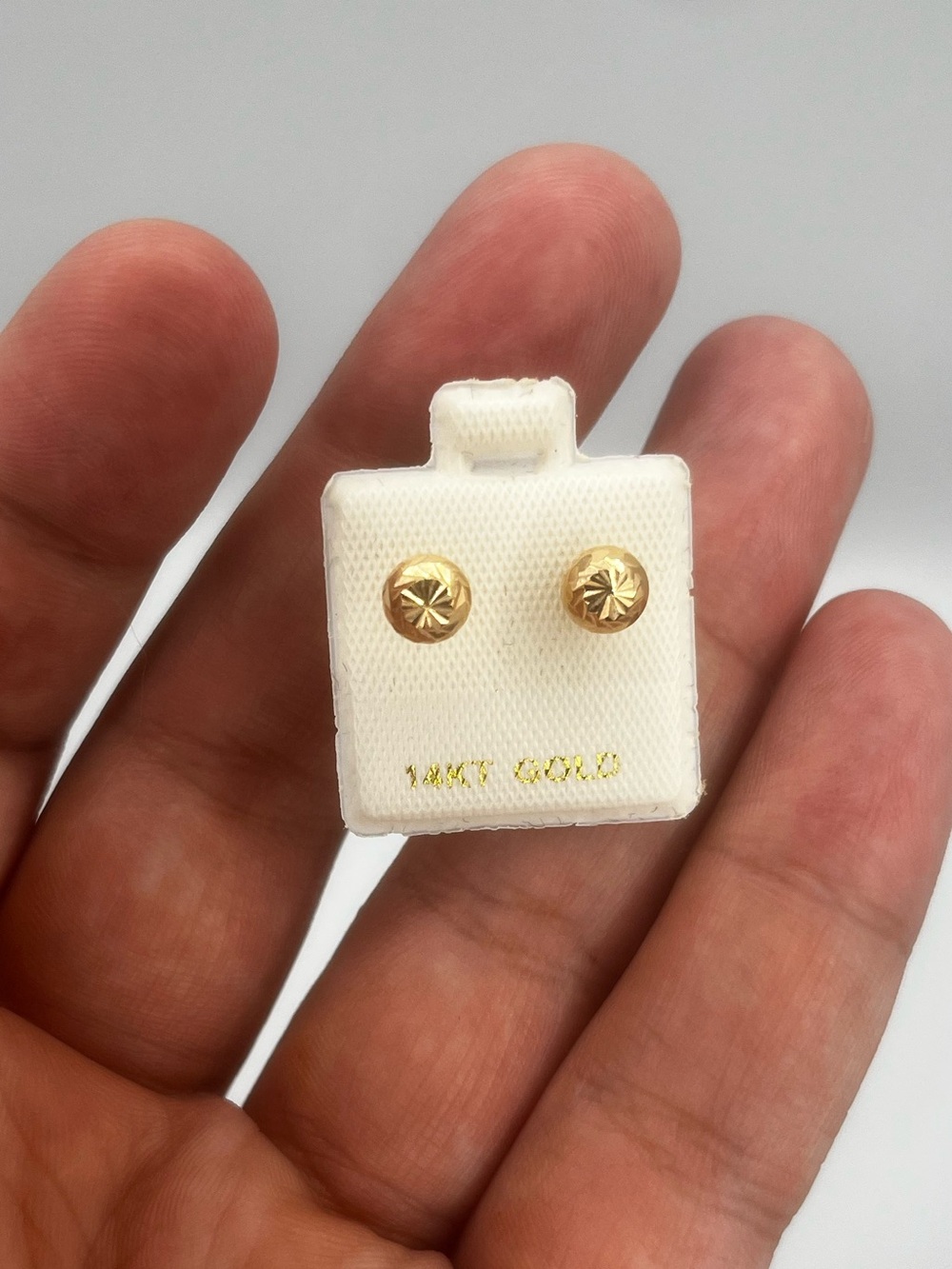 Vintage 14k Yellow Gold Textured Diamond Cut Ball Stud Earrings
